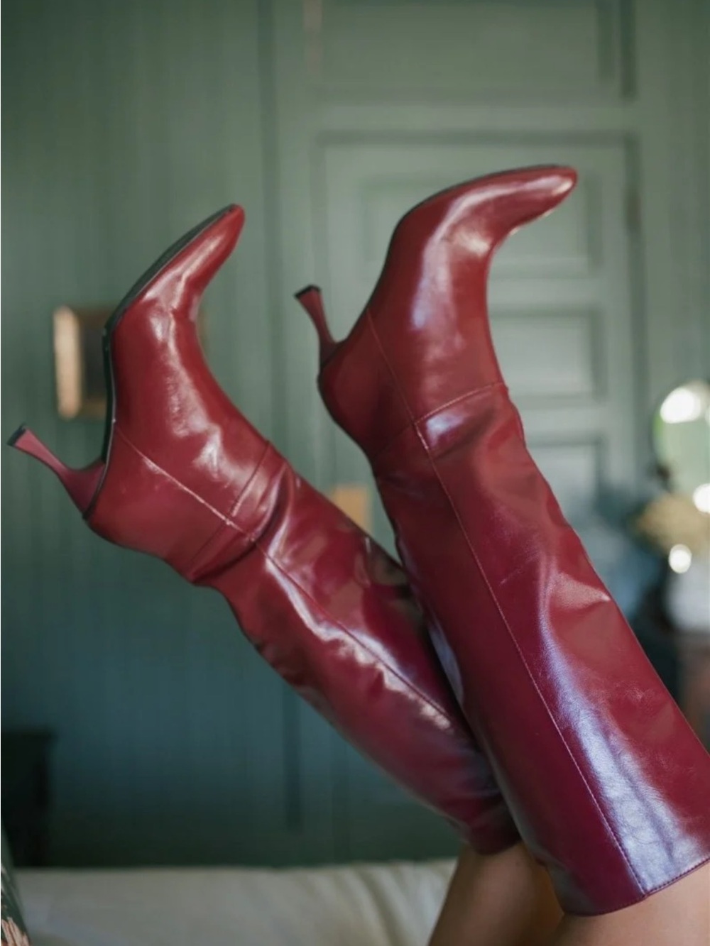 OASIS SOCIETY Knee High Vegan Leather Maroon Wine Lexington Boots